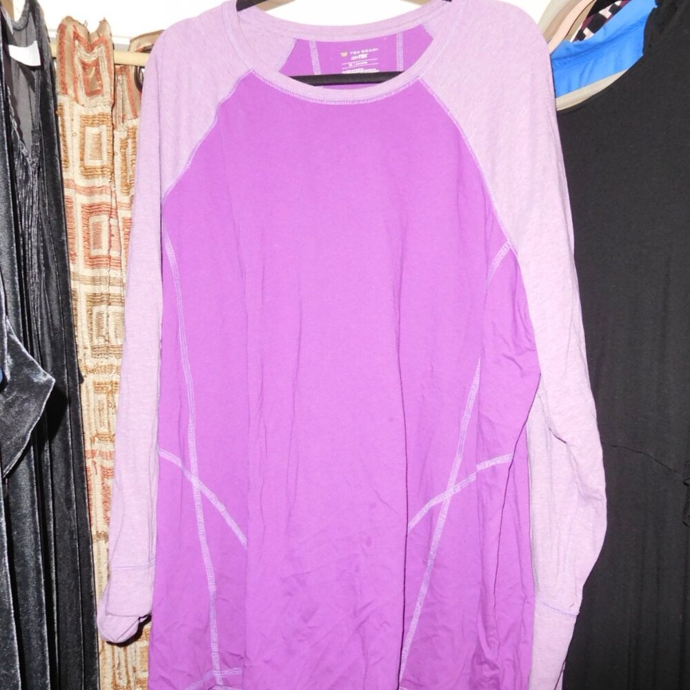 3x Tek Gear knit long sleeve layer top crew neck purple long sleeve